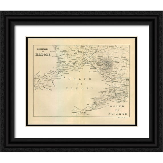 Castro 14x12 Black Ornate Wood Framed with Double Matting Museum Art Print Titled - Napoli Italy - Castro 1870
