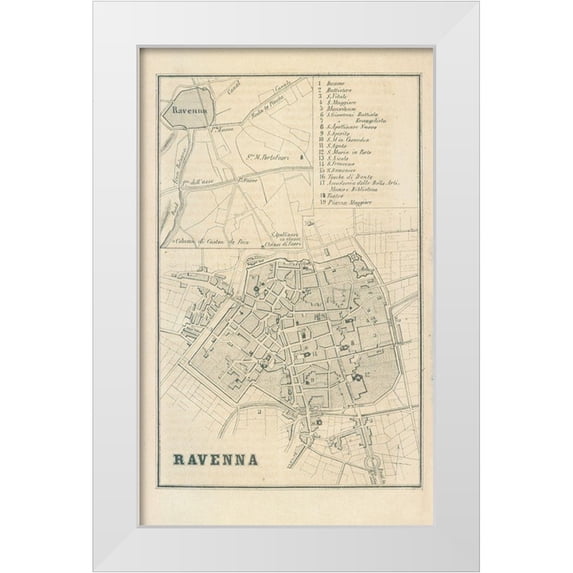 Castro 21x32 White Modern Wood Framed Museum Art Print Titled - Ravenna Italy - Castro 1870