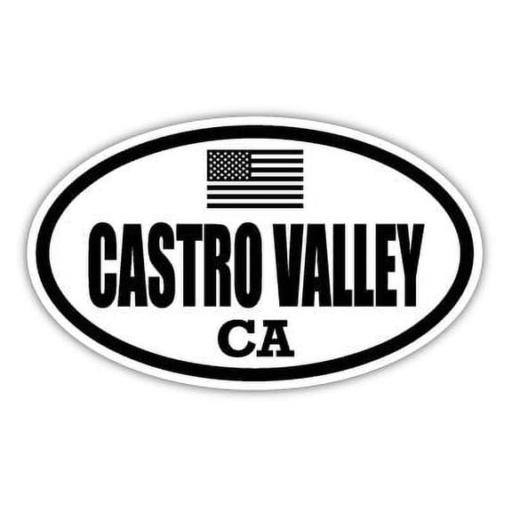Castro Valley CA California Alameda County Stealthy Subdued Old Glory US Flag Oval Euro Decal Bumper Sticker 3M Vinyl 3" x 5"