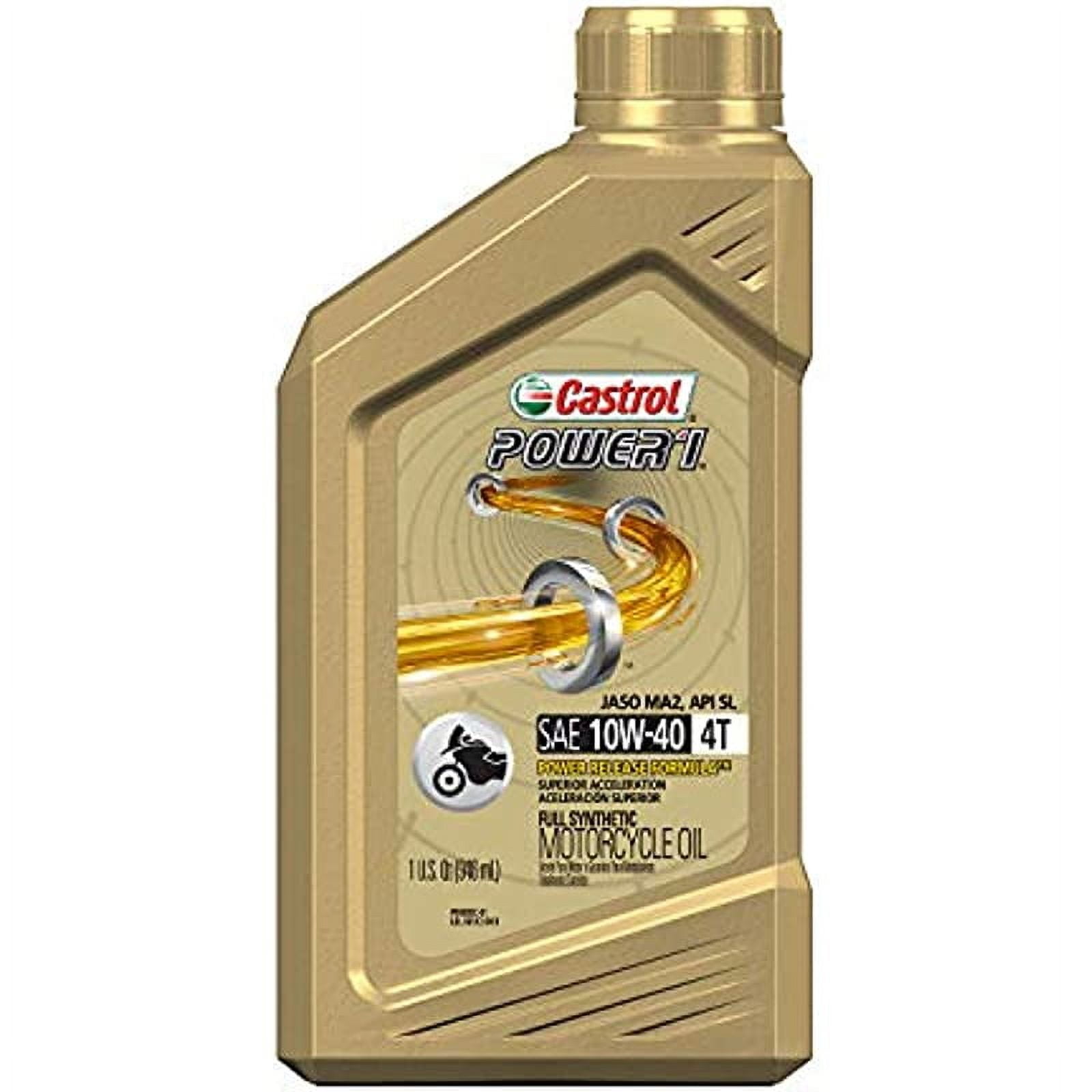 Castrol 06112 POWER 1 4T 10W-40 Synthetic Motorcycle Oil, 1 Quart Bottle, 6 Pack (15D1C9)