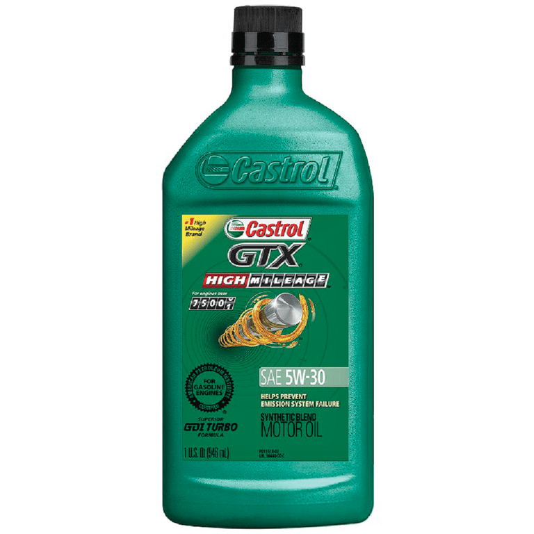 Castrol 149D6A GTX High Mileage 5W-30 Synthetic Blend Motor Oil, 1