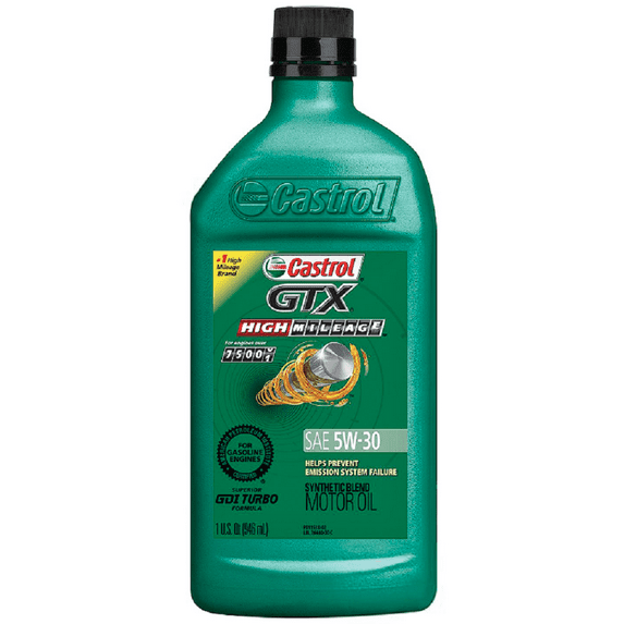Castrol 149D6A GTX High Mileage 5W-30 Synthetic Blend Motor Oil, 1 Quartz