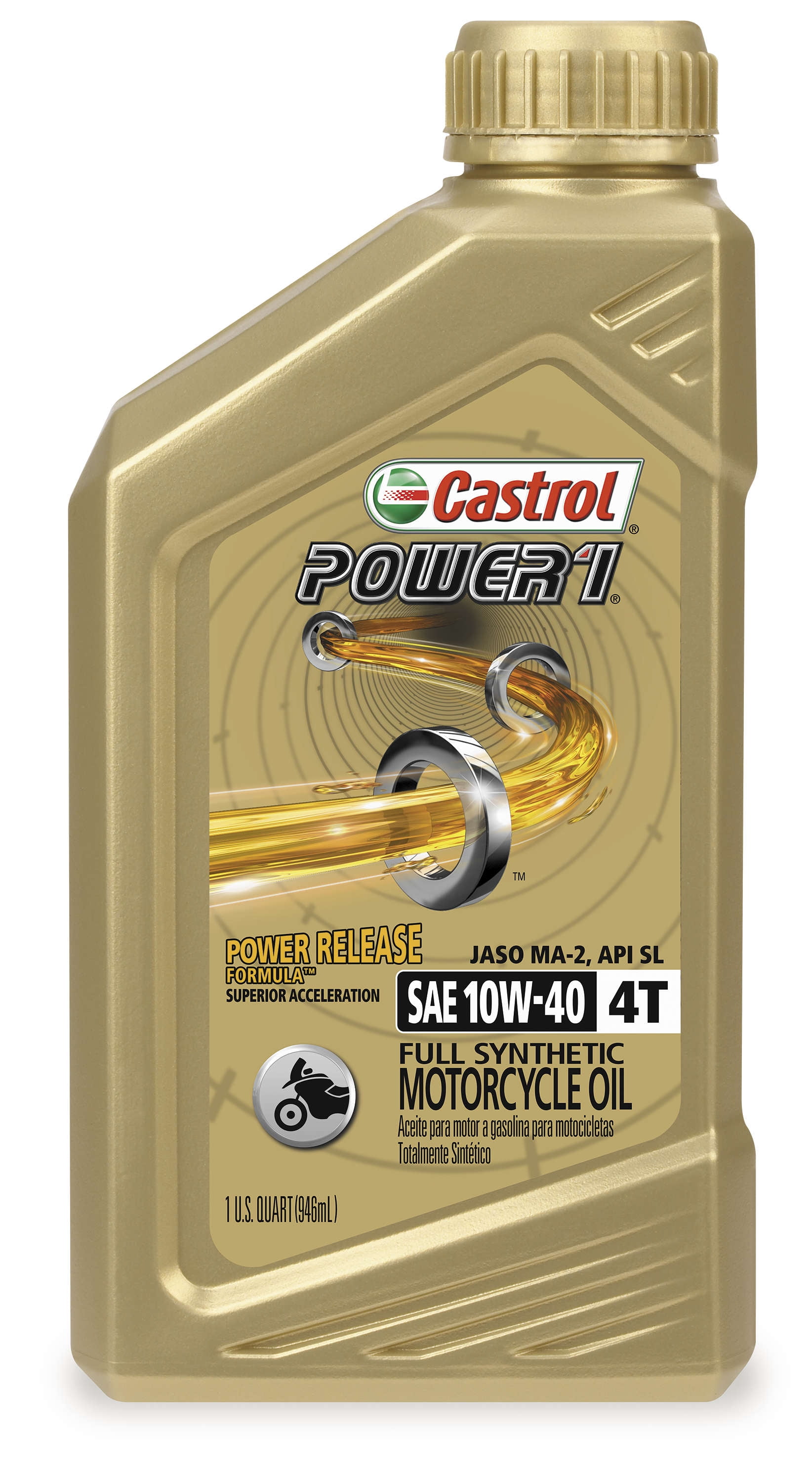 Castrol 15D1C9 Power 1 Racing 4T Motorcycle Oil - 10W40 - 1qt. 