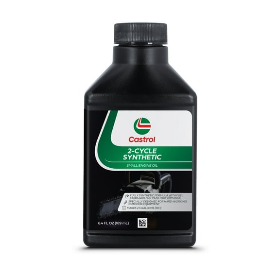 Castrol 2 Cycle Full Synthetic Oil – Small Engine Formula – 50:1 Mix Ratio – Includes Fuel Stabilizer – 6.4oz