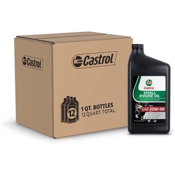 Castrol 20W50 Small Engine Oil For 4-Cycle Air Cooled Engines - 1 Quart, 12 Pack