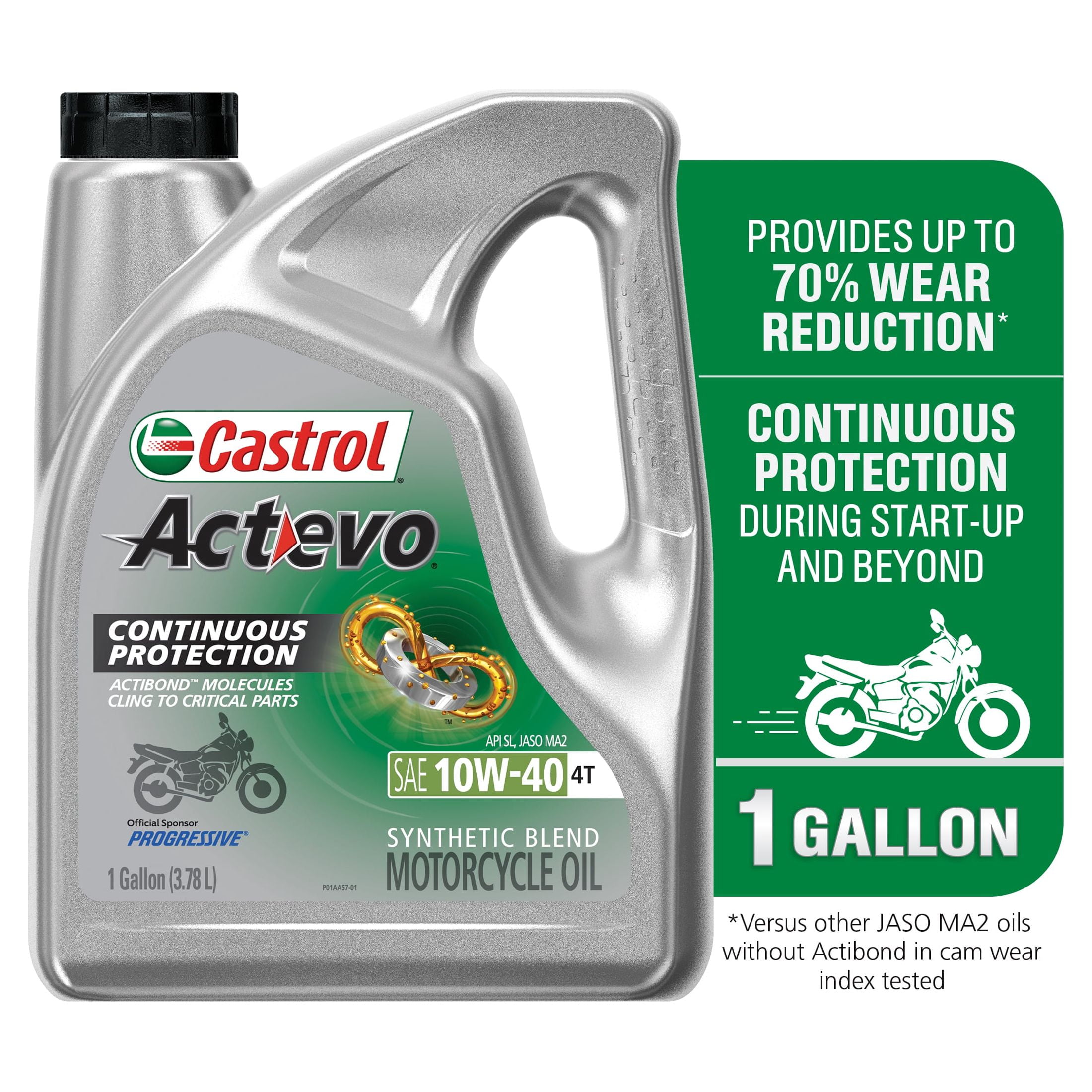 Castrol Actevo 4T 10W-40 Part Synthetic Motorcycle Oil, 1 Gallon