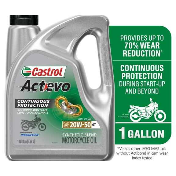 Castrol Actevo 4T 20W-50 Part Synthetic Motorcycle Oil, 1 Gallon
