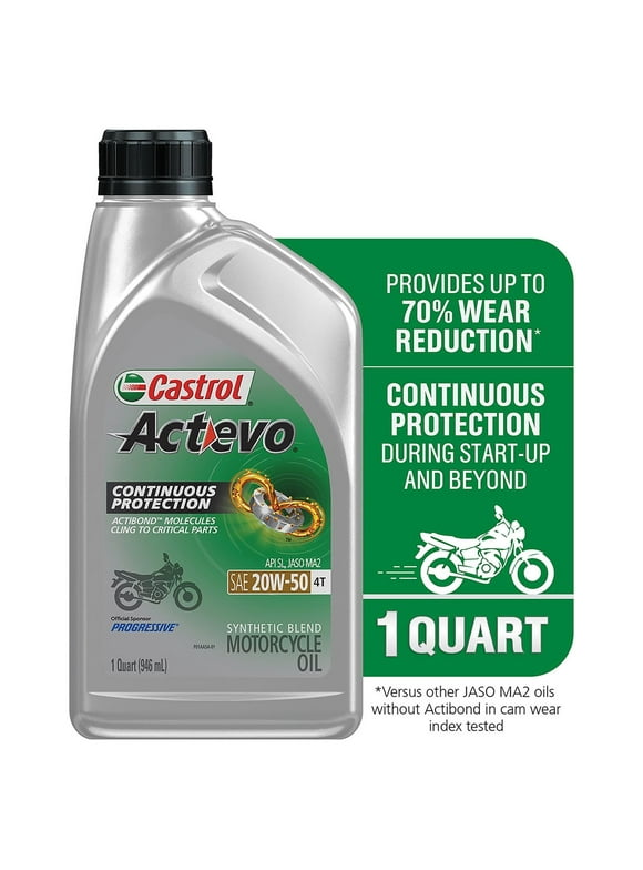 Castrol Actevo 4T 20W-50 Part Synthetic Motorcycle Oil, 1 Quart