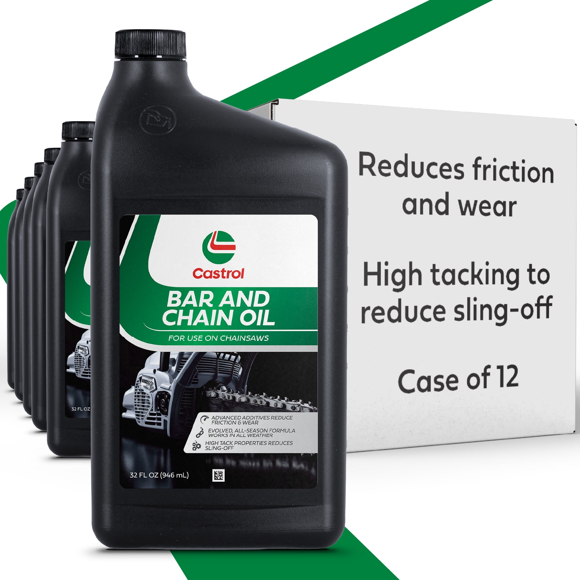 Castrol Bar & Chain Oil For Chainsaws  Reduces Friction & Wear  All Season Formula  High-tacking to Reduce Sling-Off - Case of 12 (1 qt)