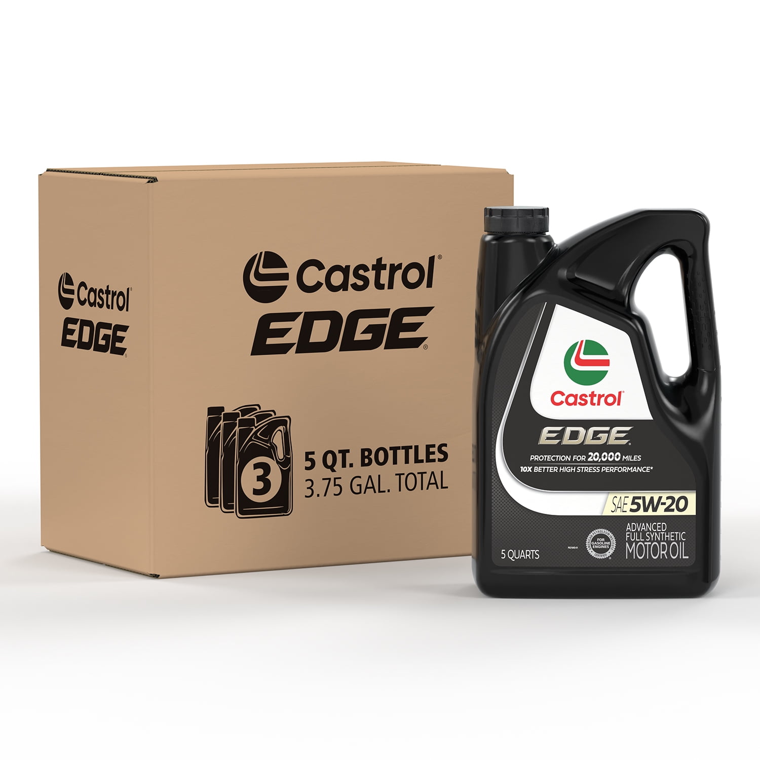 Castrol EDGE 5W-20 Advanced Full Synthetic Motor Oil, 5 Quarts, Case of 3