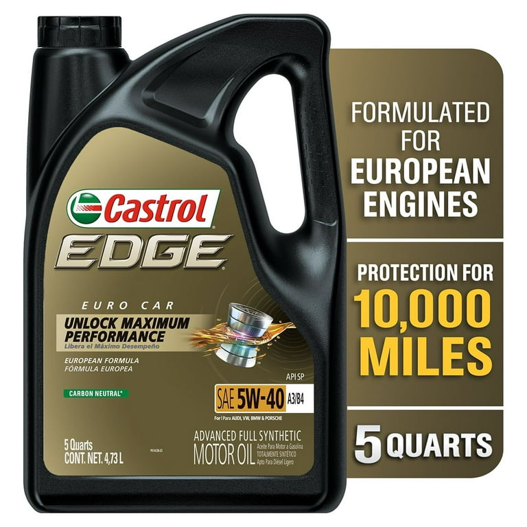 Castrol EDGE Euro 5W-40 A3/B4 Advanced Full Synthetic Motor Oil, 1 Quart,  Pack of 6