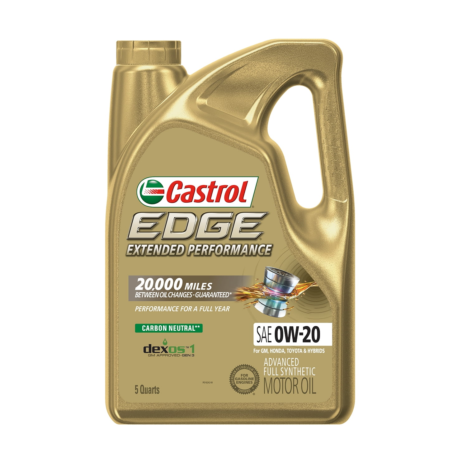 Castrol EDGE Extended Performance 0W-20 Advanced Full Synthetic Motor Oil, 5 Quarts