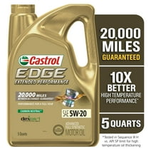 Castrol EDGE Extended Performance 5W-20 Advanced Full Synthetic Motor Oil, 5 Quarts