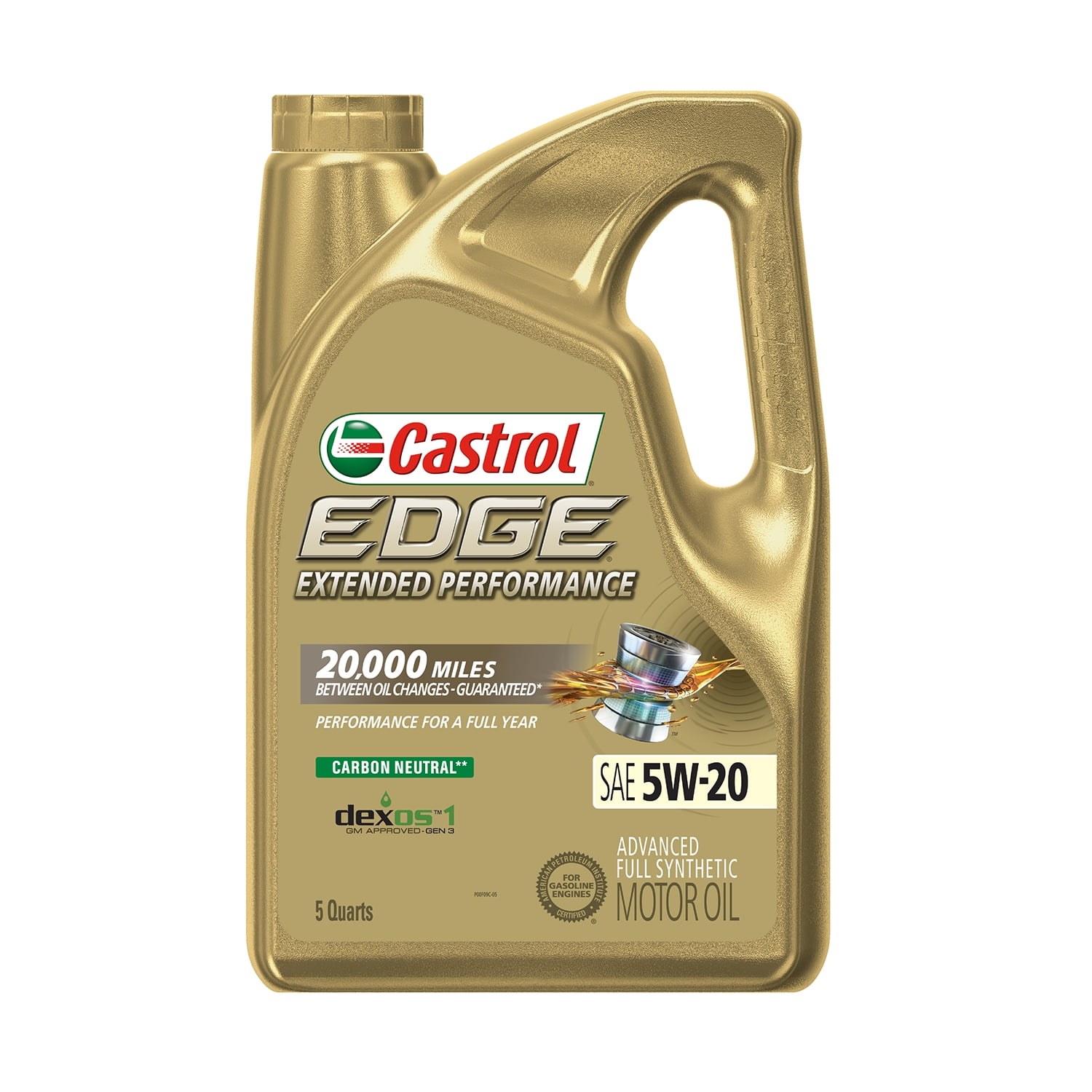 Castrol EDGE Extended Performance 5W-20 Advanced Full Synthetic Motor Oil, 5 Quarts