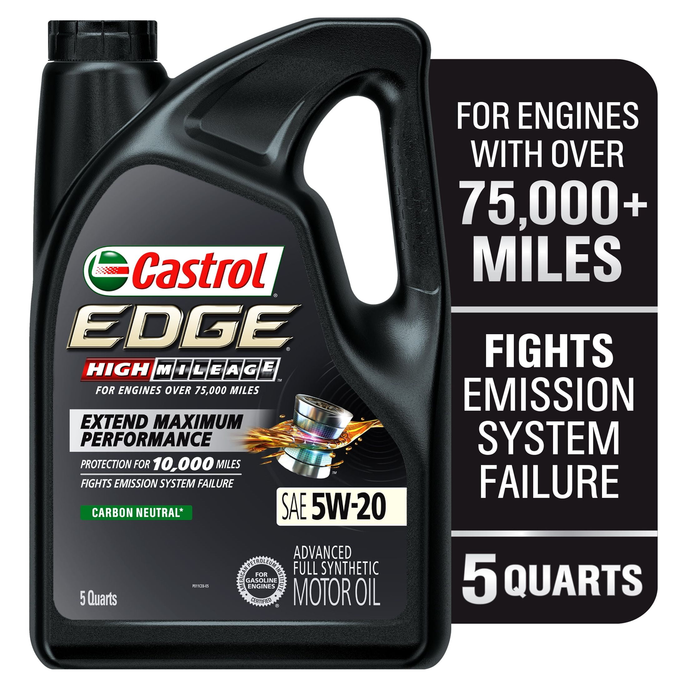 Castrol EDGE High Mileage 5W 20 Advanced Full Synthetic Motor Oil 5 Quarts
