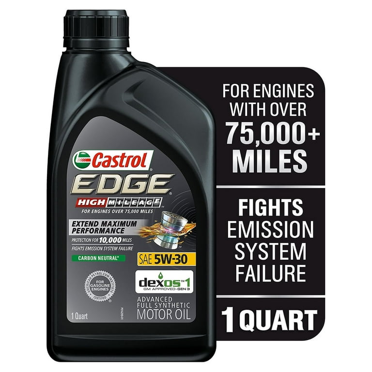 Castrol EDGE High Mileage 5W-30 Advanced Full Synthetic Motor Oil, 1 Quart