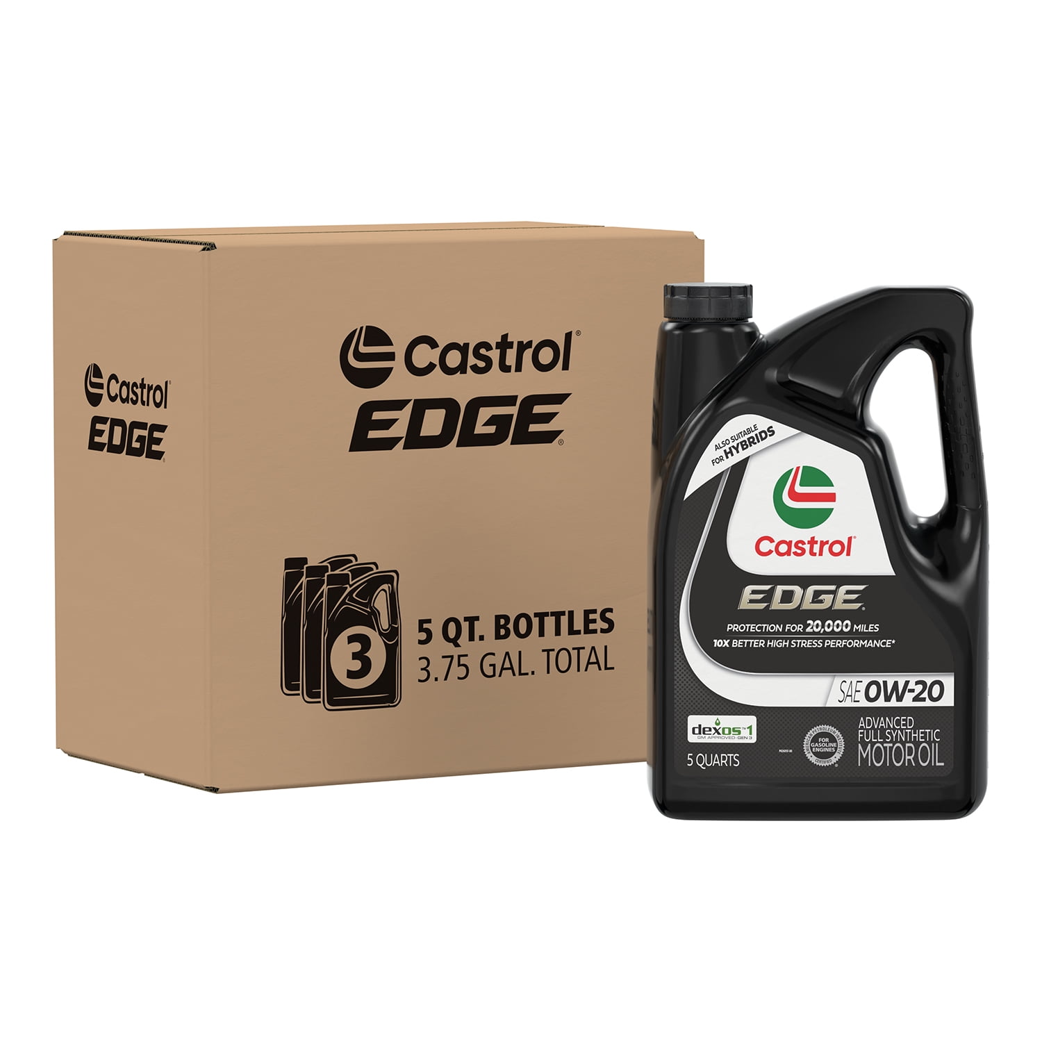 Castrol EDGE 0W-20 Advanced Full Synthetic Motor Oil, 5 Quarts, Case of 3
