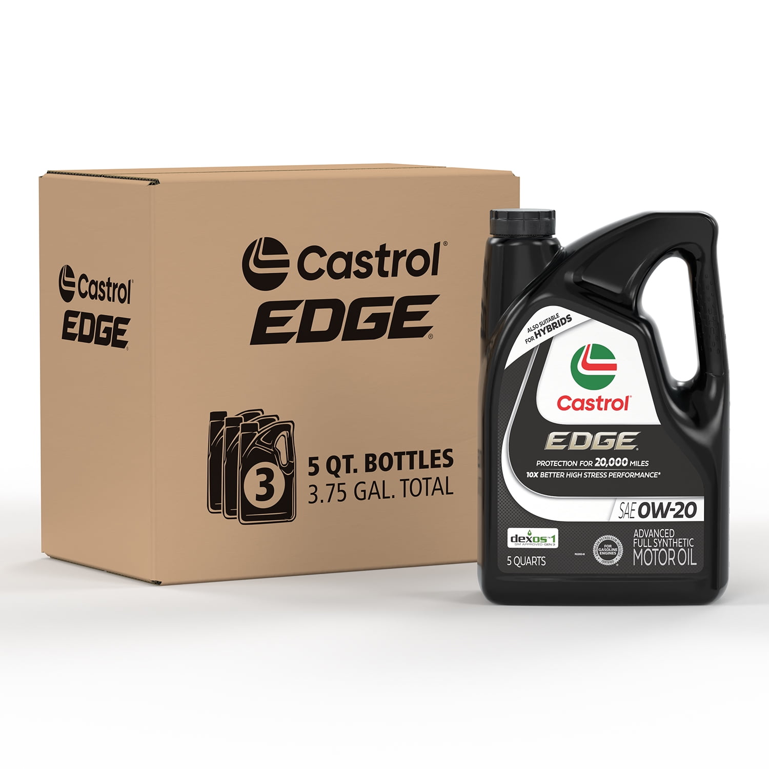Castrol EDGE 0W-20 Advanced Full Synthetic Motor Oil, 5 Quarts, Case of 3