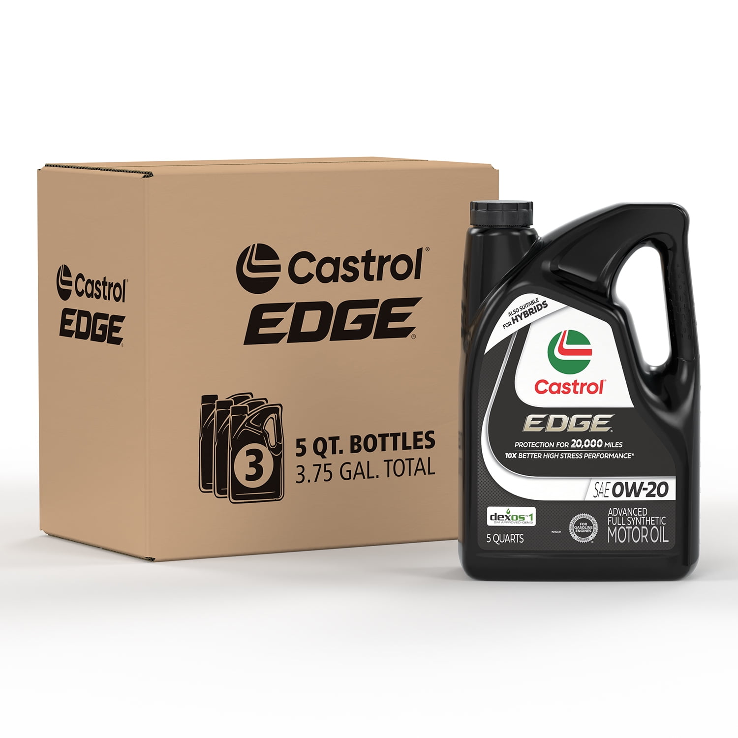 Castrol Edge 0W-20 Advanced Full Synthetic Motor Oil, 5 Quarts, Case of 3