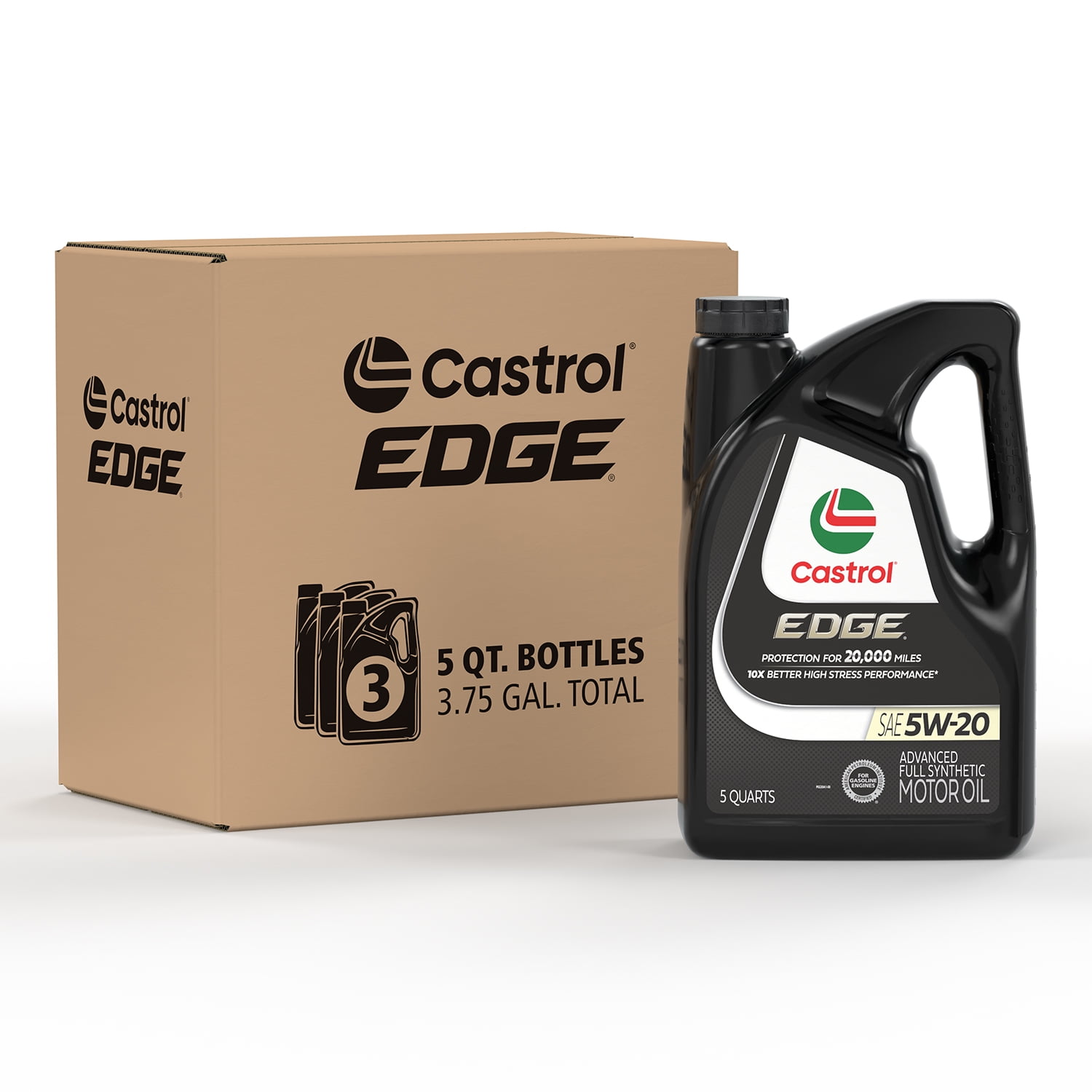 Castrol EDGE 5W-20 Advanced Full Synthetic Motor Oil, 5 Quarts, Case of 3