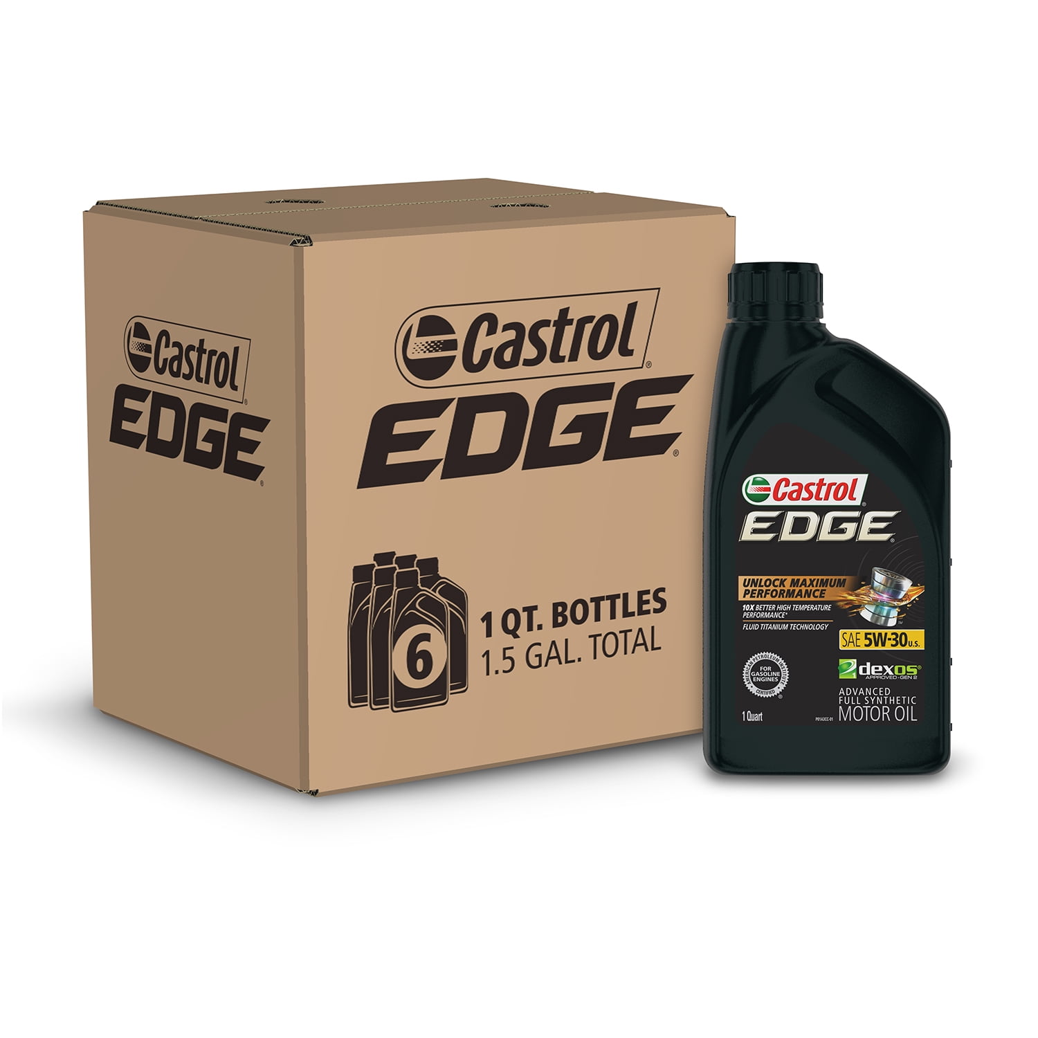 Castrol Edge 5W-30 Advanced Full Synthetic Motor Oil, 1 Quart, Case of 6 