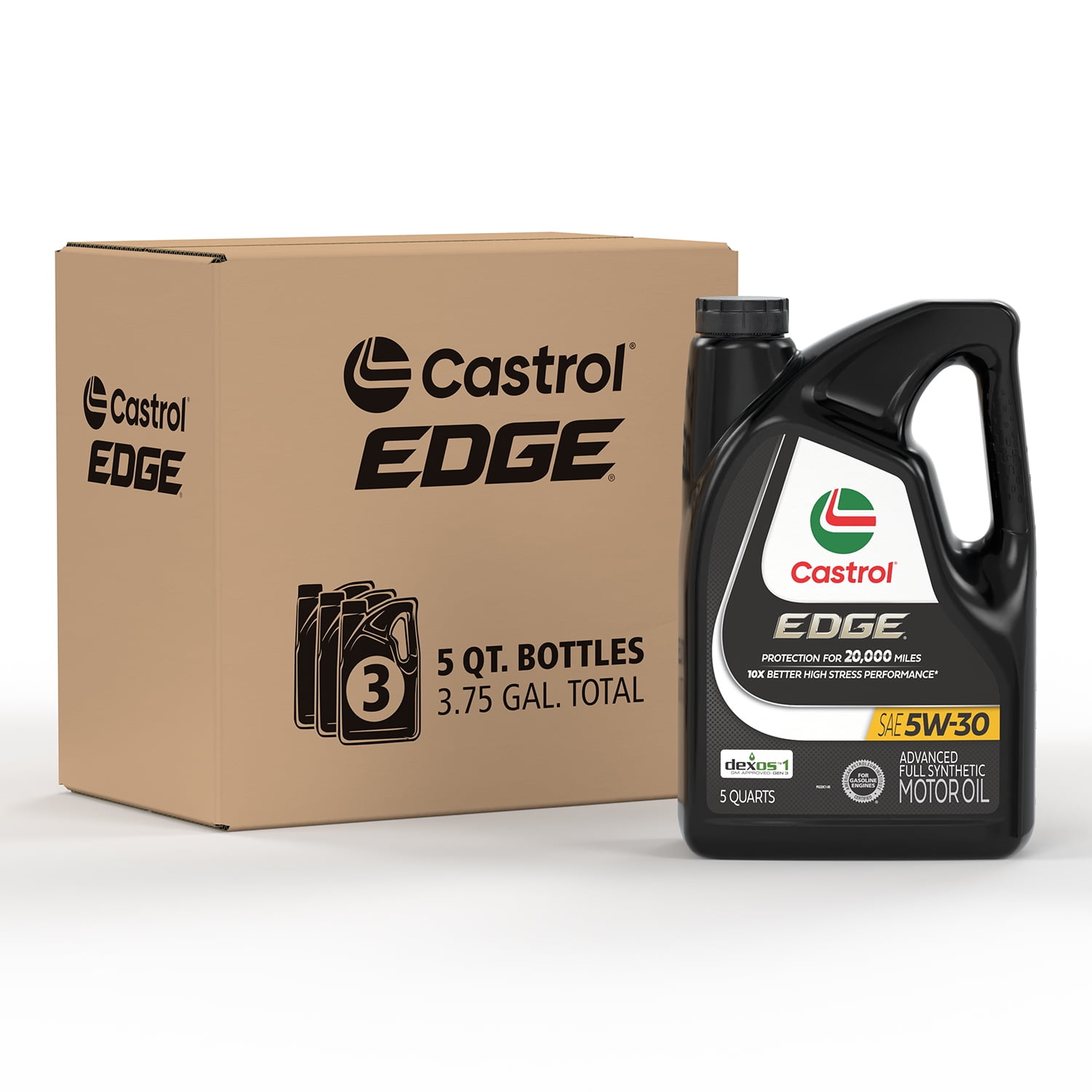 Castrol EDGE 5W-30 Advanced Full Synthetic Motor Oil, 5 Quarts, Case of 3