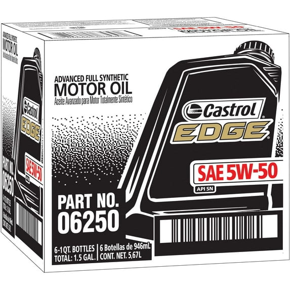 Castrol Edge Advanced Full Synthetic Motor Oil 5W-50, 1 Quart, 6 Pack