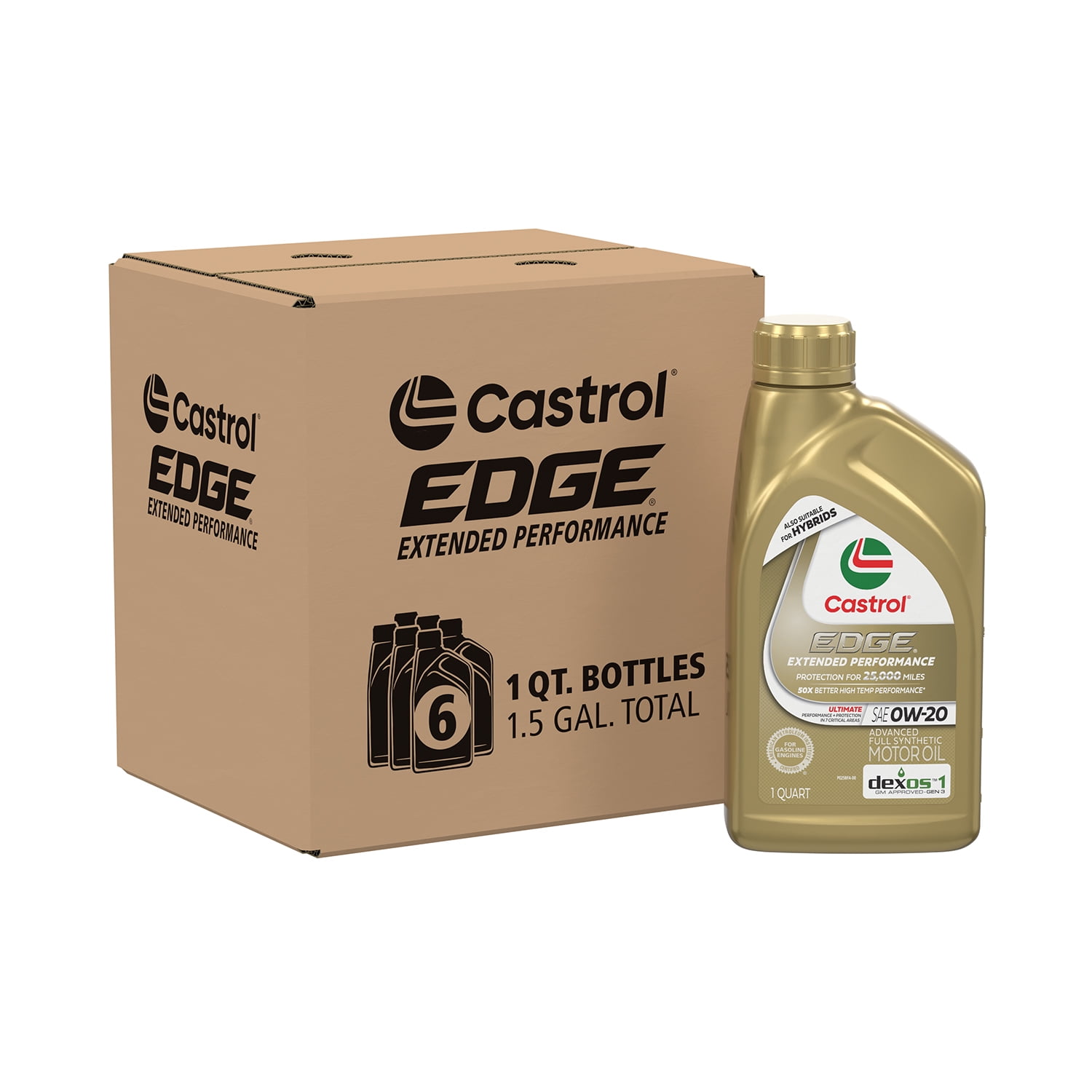 High Mileage Castrol Edge Synthetic Motor Oil 0W-20, 1 Quart