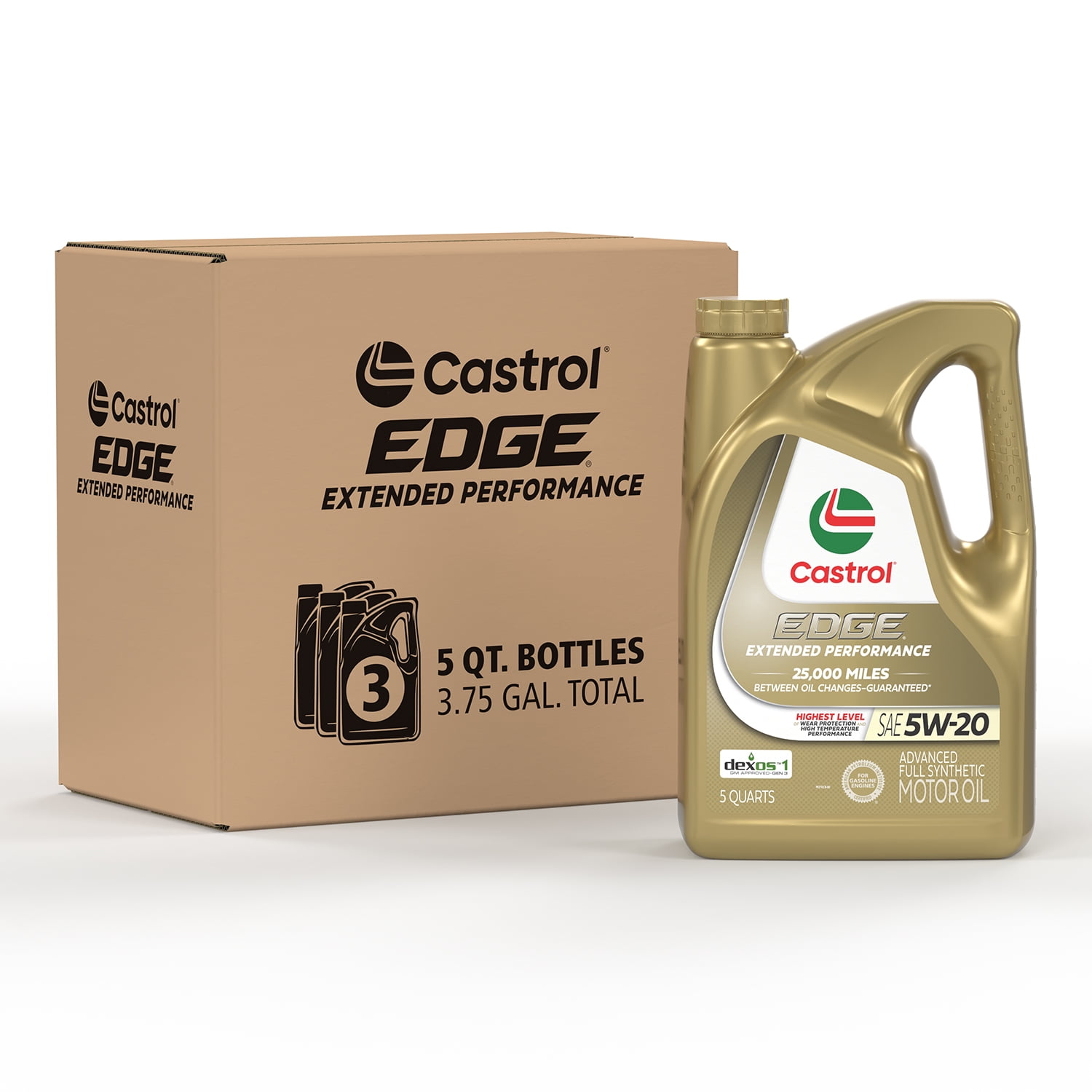 Castrol EDGE Extended Performance 5W-20 Advanced Full Synthetic Motor Oil, 5 Quarts, Case of 3