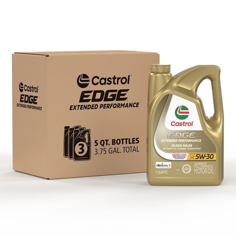 Castrol Edge High Mileage 5W-30 Full Synthetic Motor Oil, 5 Quarts