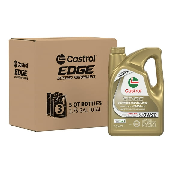 Castrol EDGE Extended Performance 0W-20 Advanced Full Synthetic Motor Oil, 5 Quarts, Case of 3