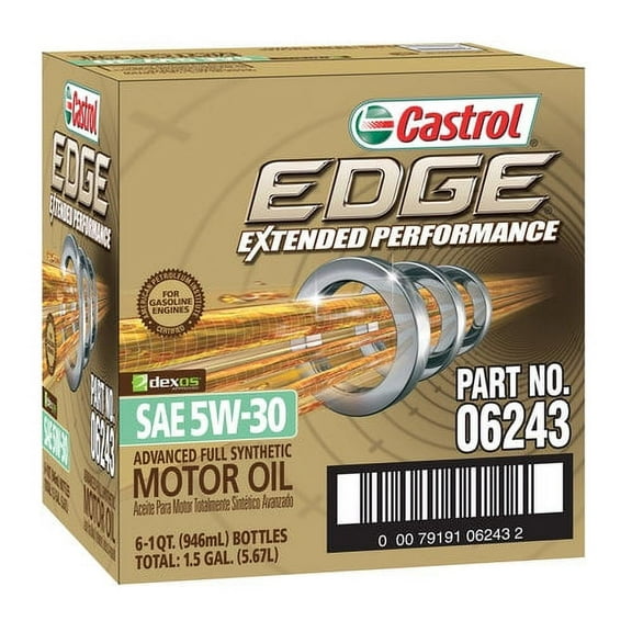 Castrol 06243 EDGE 5W-30 Extended Performance Synthetic Motor Oil - 1 Quart Bottle, (Pack of 6)