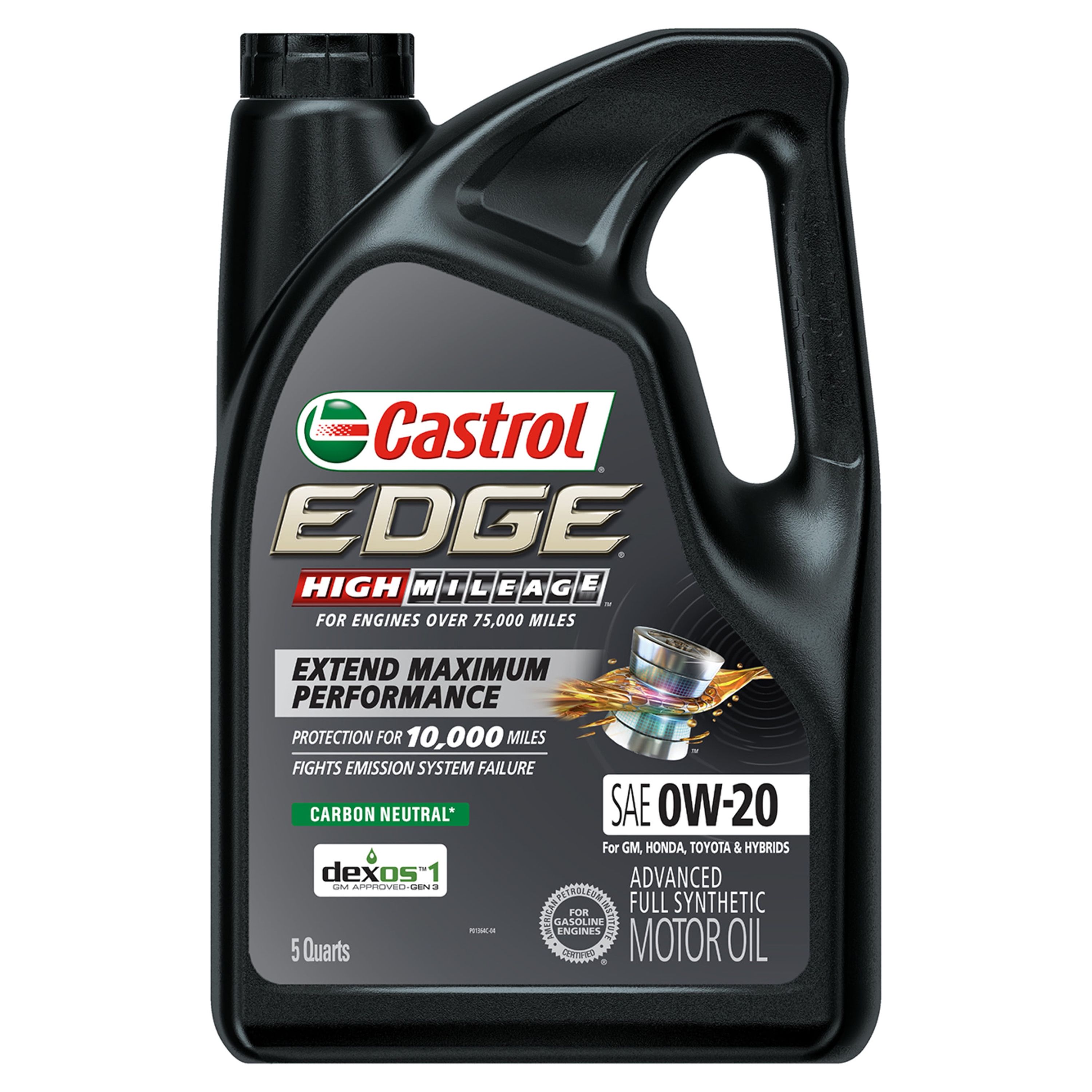 Castrol Edge High Mileage 0W-20 Advanced Full Synthetic Motor Oil, 5 Quarts - image 1 of 10