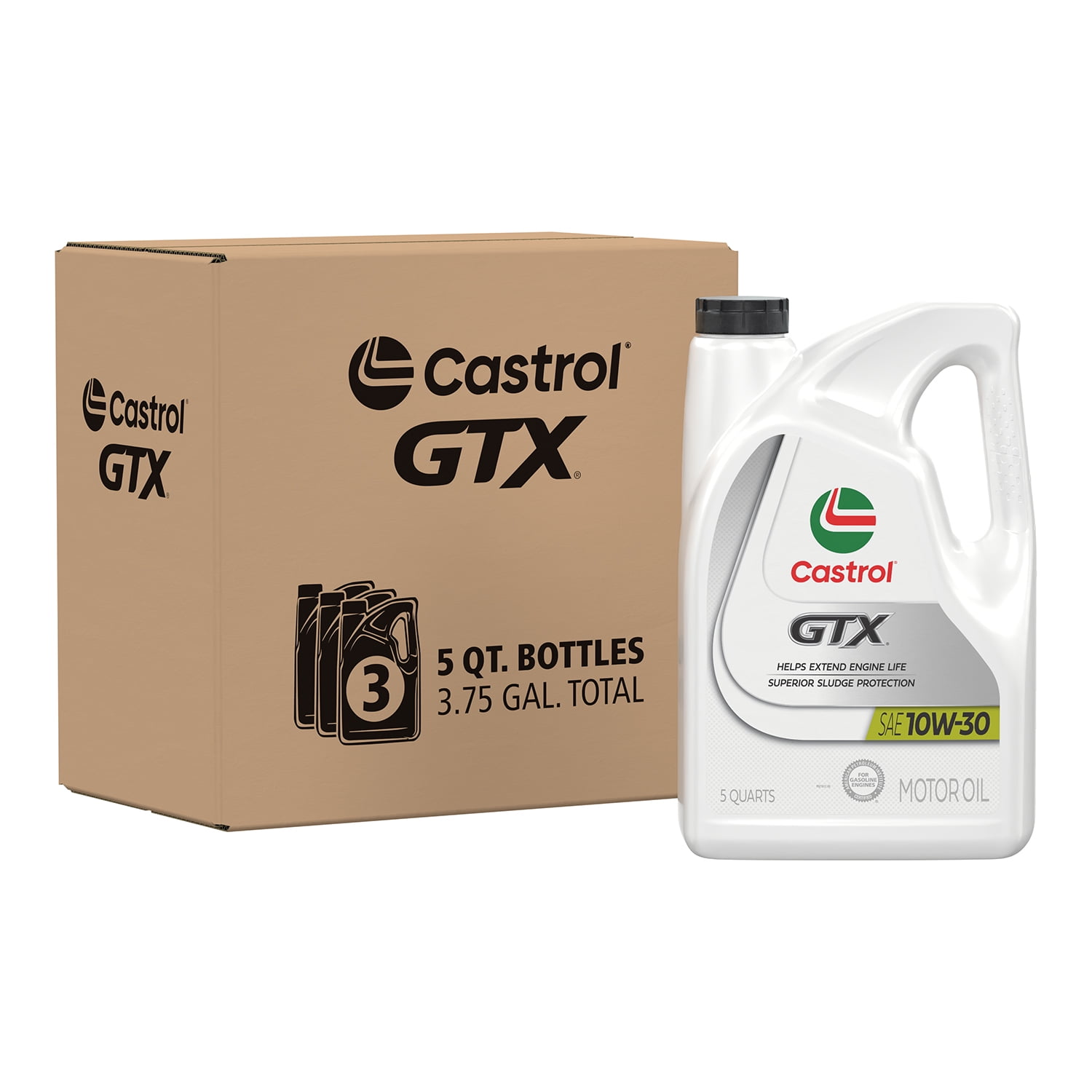 Castrol GTX 10W-30 Conventional Motor Oil, 5 Quarts, Case of 3