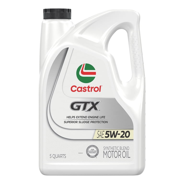 Castrol GTX 5W-20 Synthetic Blend Motor Oil, 5 Quarts, Engine