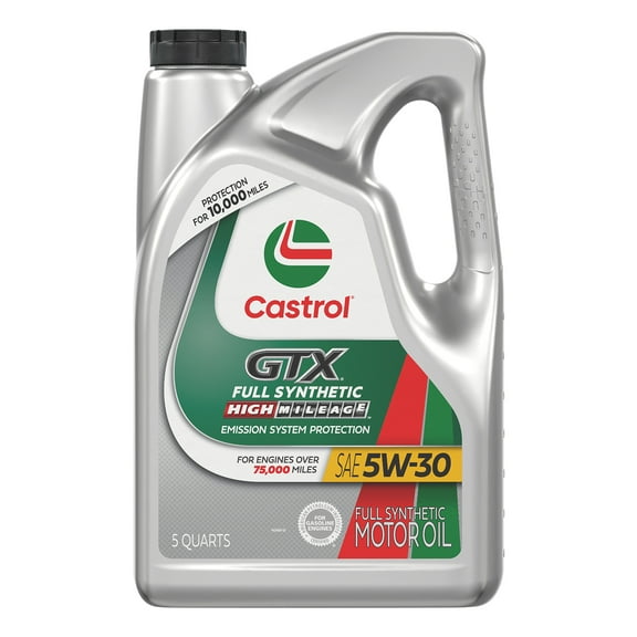Castrol GTX Full Synthetic High Mileage 5W-30 Motor Oil, 5 Quarts