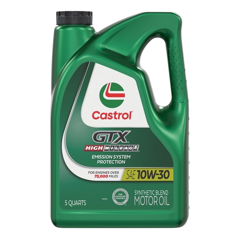 Castrol GTX 10W-30 4L(5本) Castrol High Mileage 10W-30 Synthetic Blend Motor Oil 5 Quarts