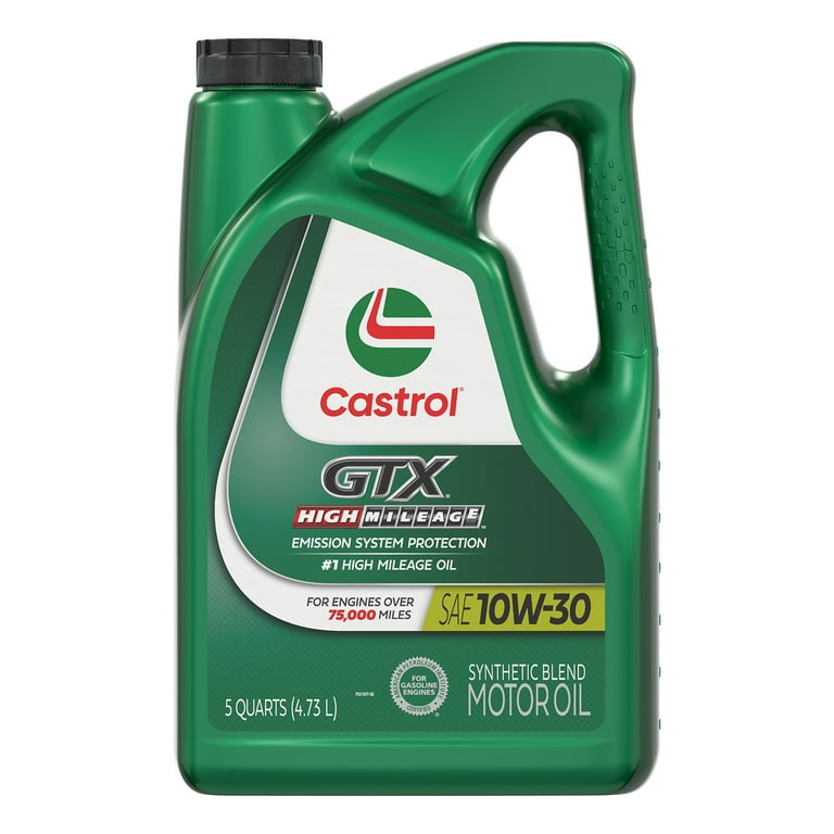 Castrol GTX 10W-30 High Mileage Engine Oil, Synthetic Blend