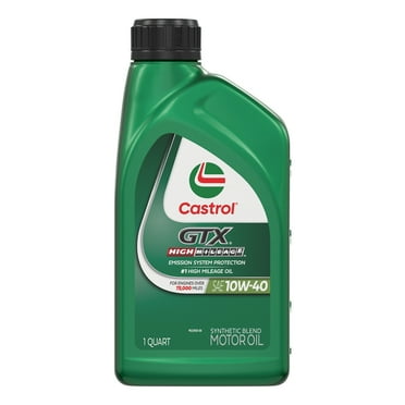 Castrol GTX High Mileage 10W-40 Synthetic Blend Motor Oil, 1 Quart