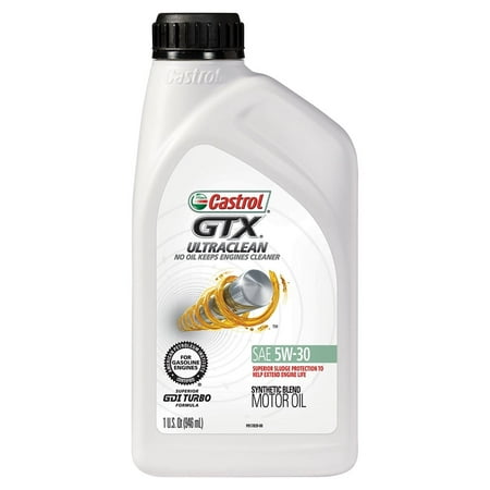 Castrol GTX Ultraclean 5W-30 Synthetic Blend Motor Oil, 1 Quart