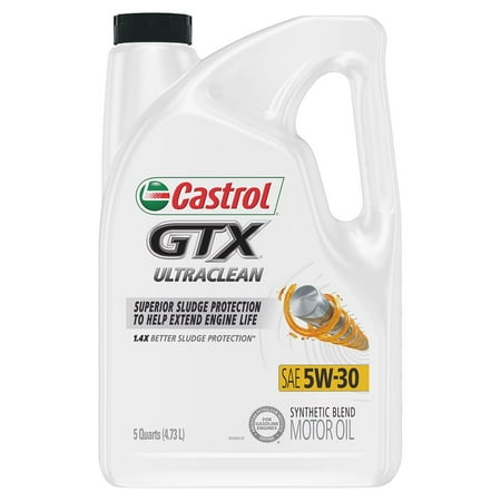 Castrol GTX Ultraclean 5W-30 Synthetic Blend Motor Oil, 5 Quart