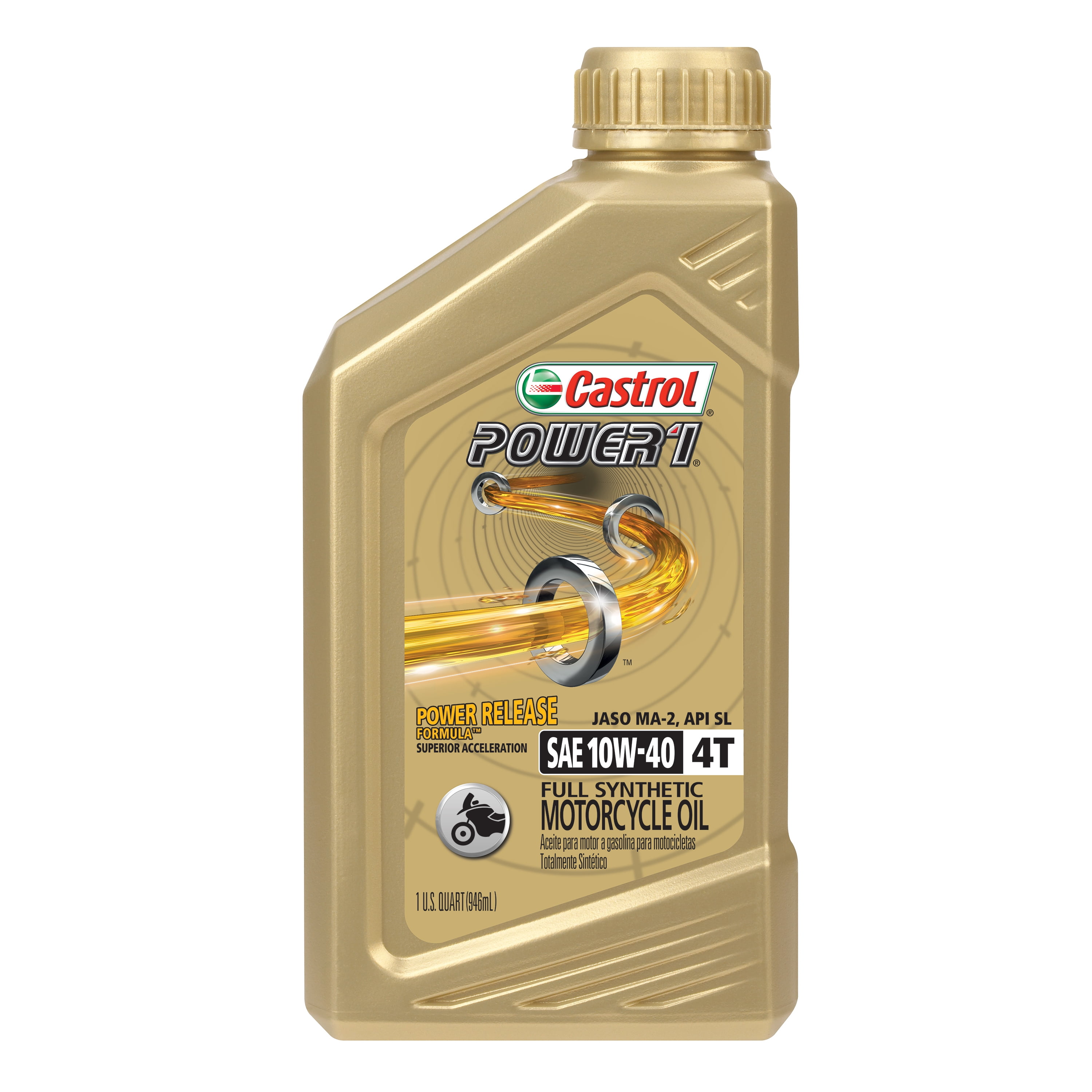 Castrol Power1 4T 10W-40 Full Synthetic Motorcycle Oil, 1 Qt Bottle 