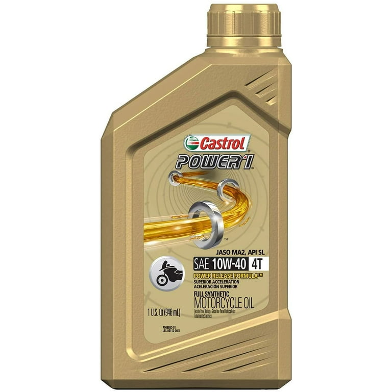 Castrol Actevo 4T 10W-40 Synthetic Blend Motorcycle Oil, 1 Quart, Pack of 6