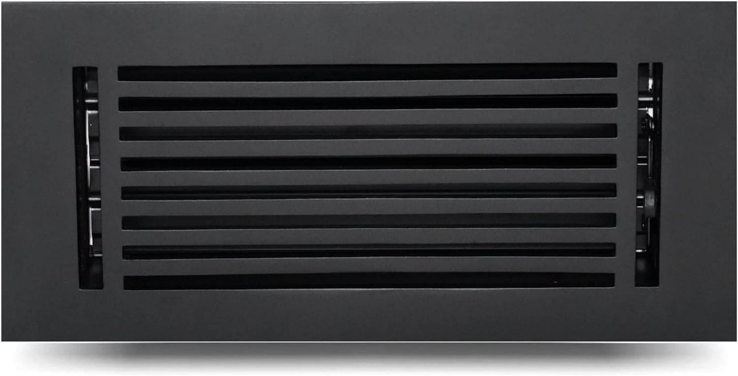 Caststo Express Floor Register, 4"x10" Duct, 6"x12" Overall, Black, Aluminum