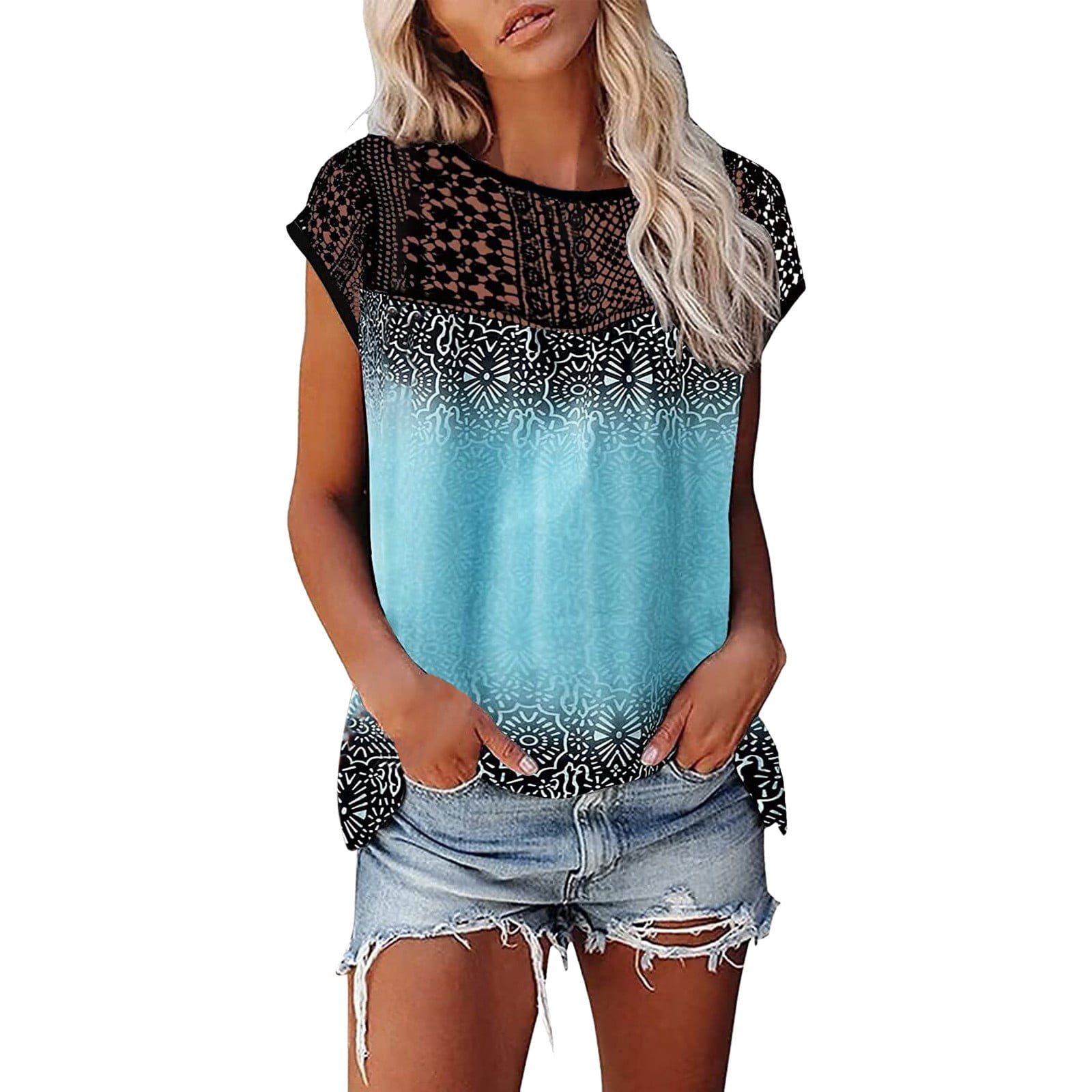 Casual 2024 Tshirts For Women Vintage Fashion Tank Top O Neck Summer
