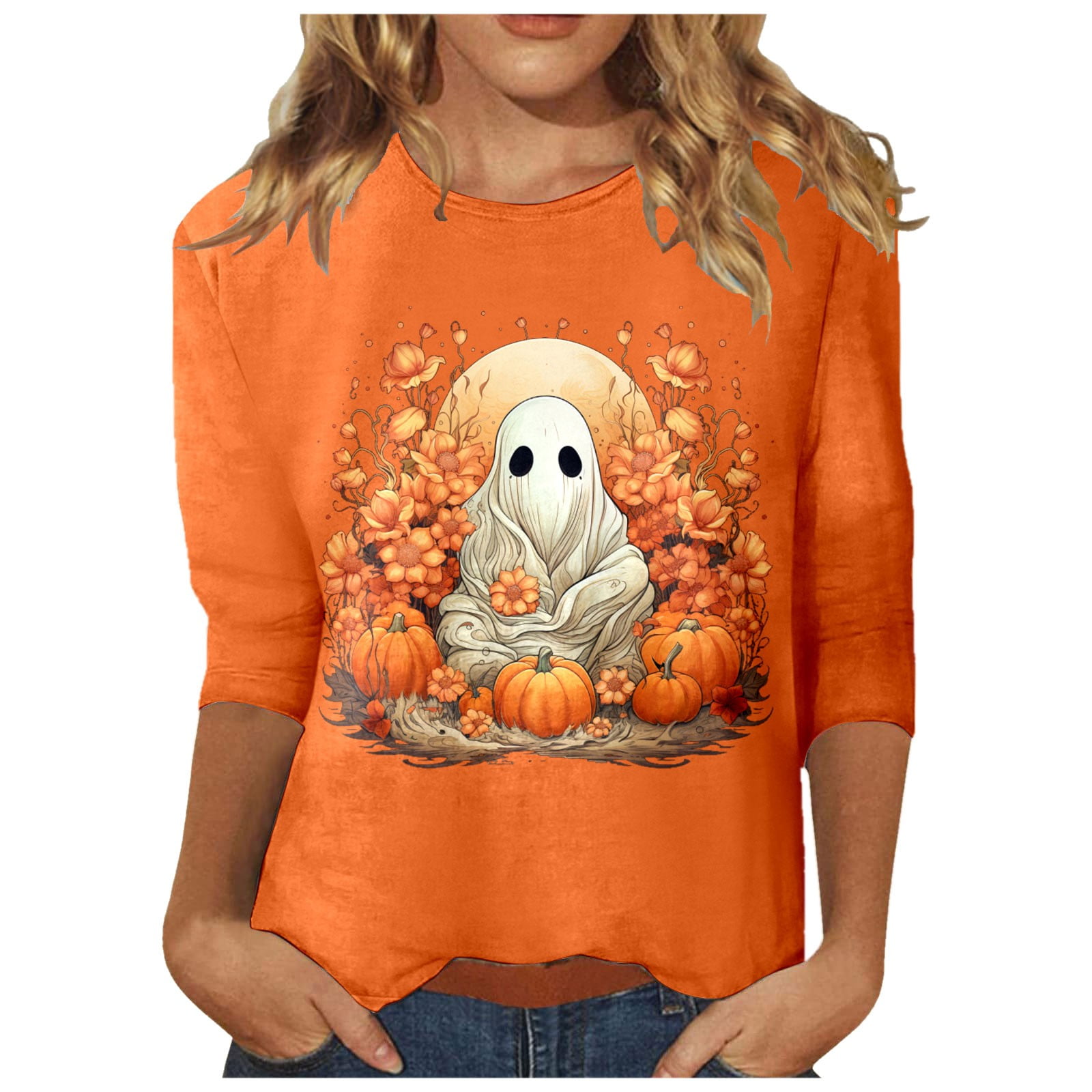 Casual 2024 Tshirts For Women Vintage Tops Dressy Hallowmas Pleated