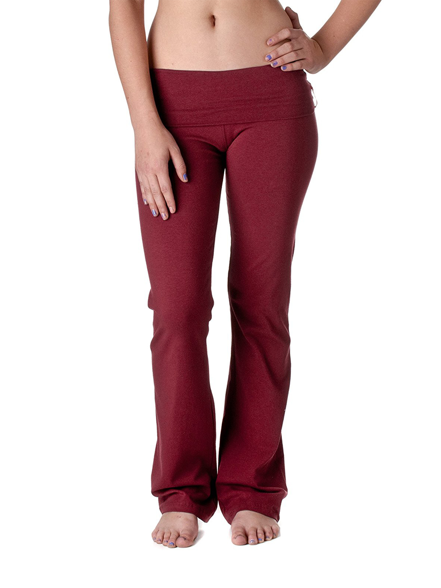 Casual Active Basic Women's Slimming Foldover Bootleg Flare Yoga Pants