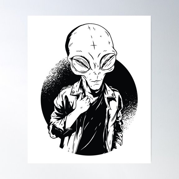 Casual Alien Poster Wall Art, Modern Wall Decor For Living Room Bedroom, 12x18 UNFRAMED