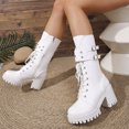 thumbnail image 1 of Casual Ankle Boots,Mid Calf Boots for Women - Versatile Tall Fashion Boots with Studded , Side Zipper and Lace Up Mid Shaft Boots, Platform Sole Dress Boots, Easy-to-Style Casual Footwear for Winter, 1 of 7