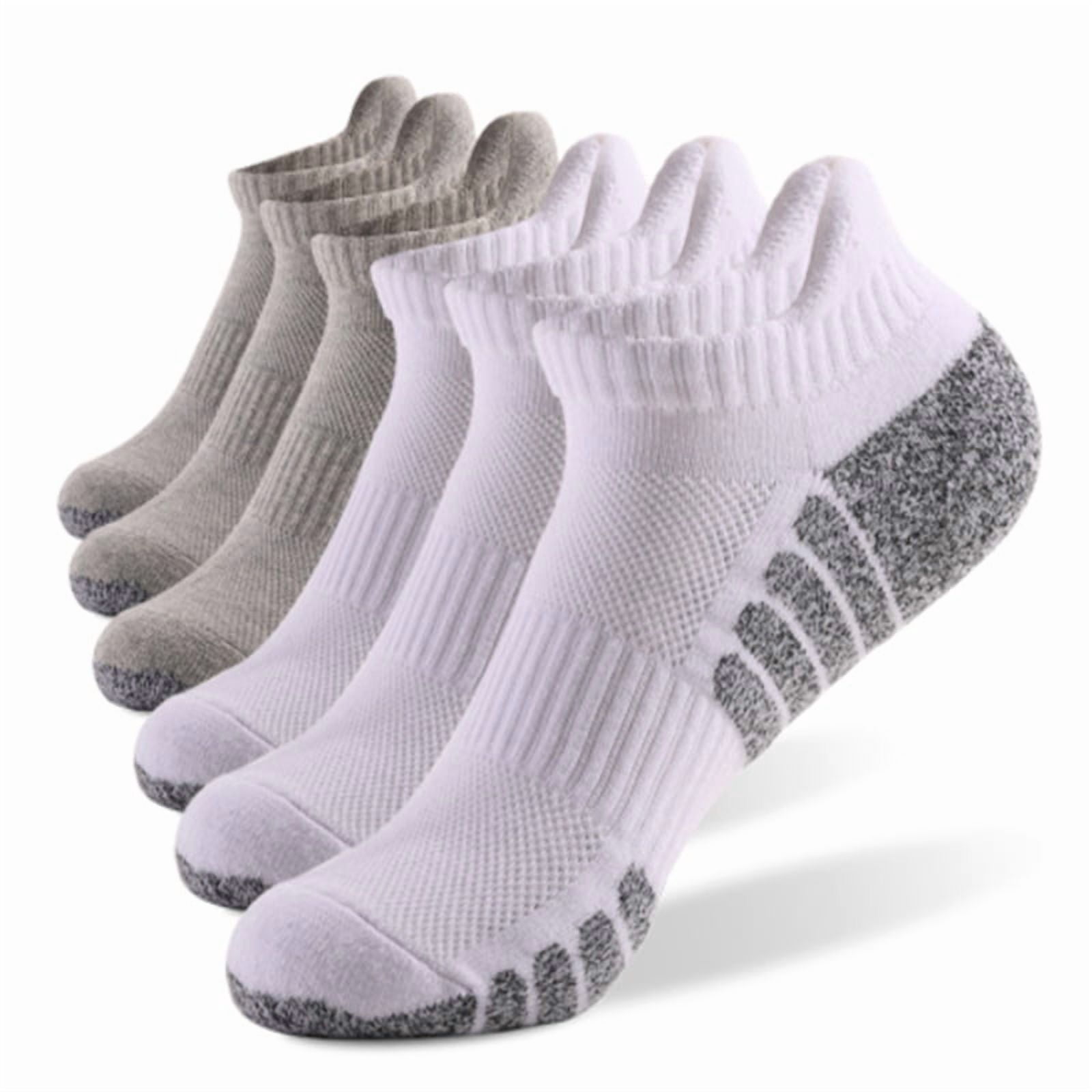 Casual Ankle Socks Low Cut Athletic Socks , Hiking and Sports , Multi-Size Options for Running, Hiking and Sports , Short socks Thick Cushion (White-3 A-Gray-3,5-7.5,6 Pairs)